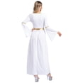 thumbnail image 2 of Jowowha Costume Romain Grec pour Femmes Robe Toga Manches Longues Tunique Superposée Robe de Danse Or L, 2 of 6