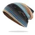 thumbnail image 1 of Chapeaux Multifonctions Automne Hiver pour Femmes, Bonnets à Double Usage, Design Rayé, Foulard Féminine Mode BHT186 Vert pour 54-58 cm, 1 of 6