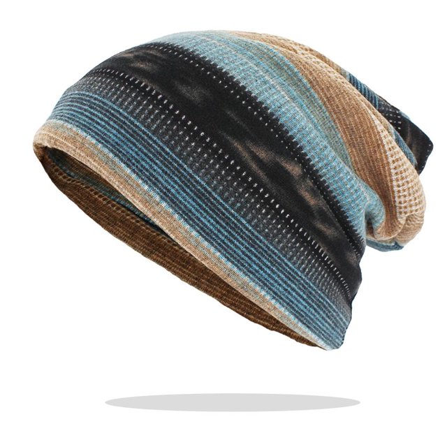Chapeaux Multifonctions Automne Hiver pour Femmes, Bonnets à Double Usage, Design Rayé, Foulard Féminine Mode BHT186 Vert pour 54-58 cm