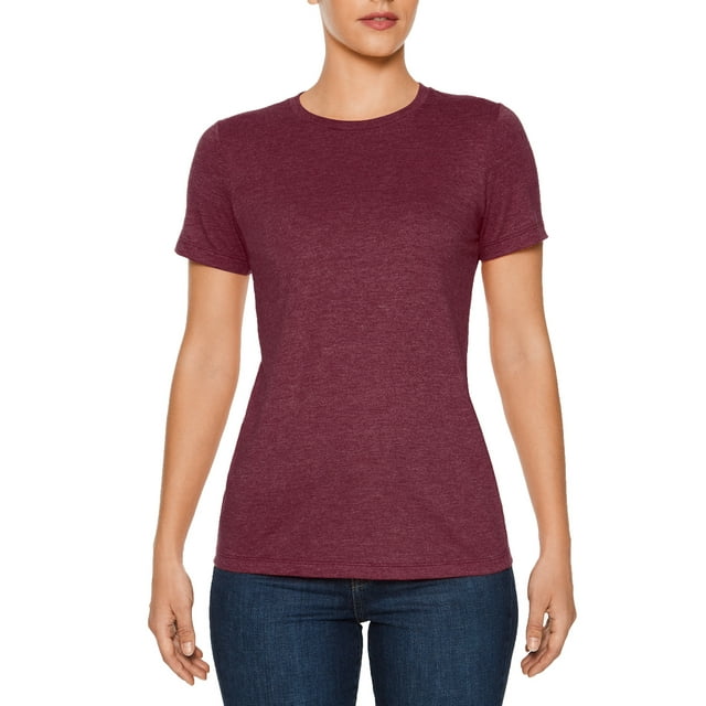 Gildan Ladies Softstyle CVC T-Shirt, L, Maroon Mist