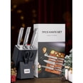 thumbnail image 2 of FOHERE 7-Piece Kitchen Knife Set with Sharpener, Unique Waved Pattern & Stainless Steel Handle, 2 of 9