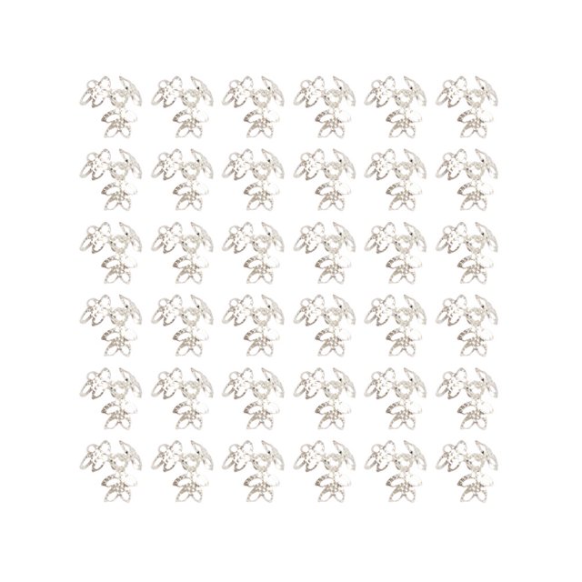 EeaseMX 400 piezas de accesorios para hacer joyas, flores ahuecadas de tres hojas, delicados pendientes, multiusos, para uso en tiendas y hogares, color plateado.