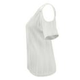 thumbnail image 4 of MIXUE Boho Tops For Women Summer Striped Print Solid Color V Neck Off Shoulder Short Sleeve Sexy Fashion T-shirts Activewear,White,S, 4 of 6