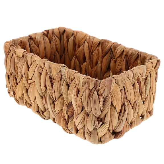 Liujiale Rectangular Wicker Basket Handwoven Fruit Storage Basket Small Decorative Basket Woven Sundries Organizer Tabletop Storage Container Bins For Home Kitchen Bathroom Bar Yellow
