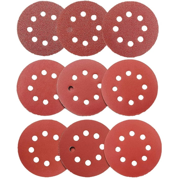 90pcs Sanding Discs, 5 Inch 8 Hole with Hook and Loop Sand Paper for Random Orbital Sander, 9 Grades Include 40 80 120 150 240 320 400 800 1000 Grits