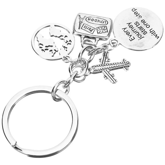 LULULION Travel Key Ring Silver Metal Steel Airplanes Keychain for Friends 1Pack
