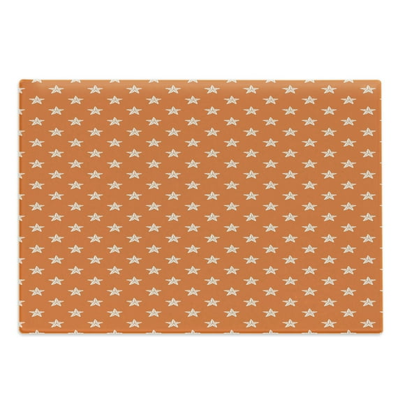 Starfish Cutting Board, Doodle Style Aquarium Animals Pattern on Abstract Orange Background Exotic Fauna, Decorative Tempered Glass Cutting and Serving Board, Large Size, Orange White, by Ambesonne