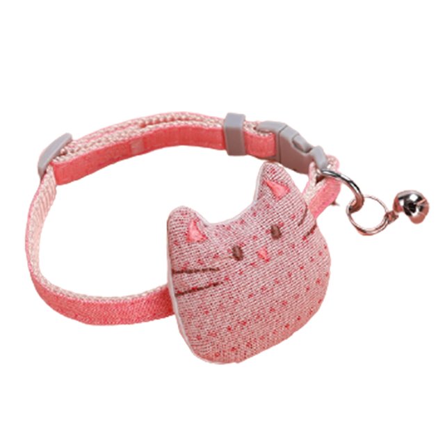 CAROOTU Dog Collar Cat Collar with Bell Quick Release Cat Face Doll Decor Pet Neck Strap Adjustable Length for Small Medium Dogs New