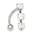 thumbnail image 1 of 10k 5mm White Gold Heart Belly Button Rings Screw Navel Bars Body Piercing Naval, 1 of 6