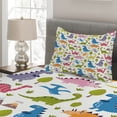 thumbnail image 2 of Ambesonne Dino Quilted Coverlet 2 Pcs, Dinosaurs Colorful, Twin Size, Multicolor, 2 of 4