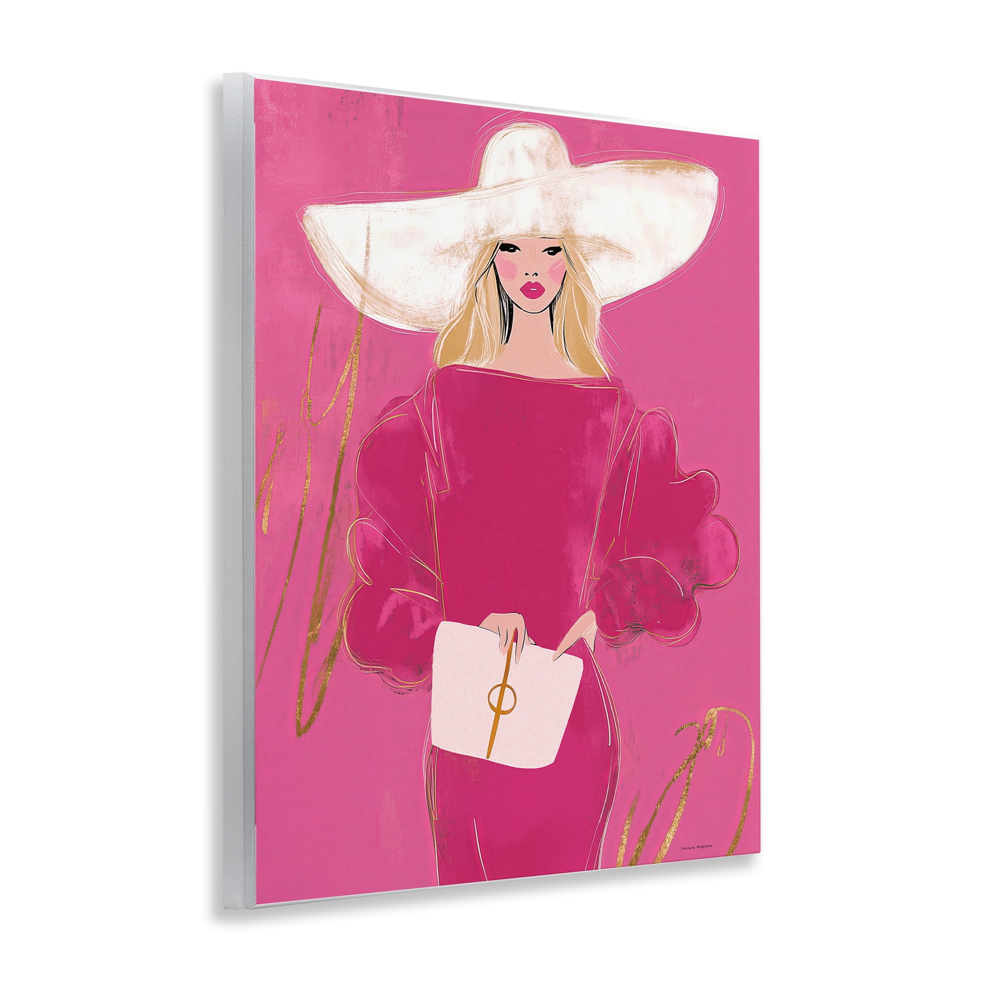 Stupell Industries Lady In Pink with Hat Wall Plaque Art, design by Svetlana Aleynikova