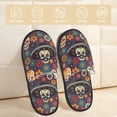 thumbnail image 2 of Fotbe Skulls and Flowers Pantuflas Peludas para Mujer con Estampado, Zapatillas de Peluche, Zapatos de Invierno para Casa, Uso Interior y Exterior-Medium, 2 of 8