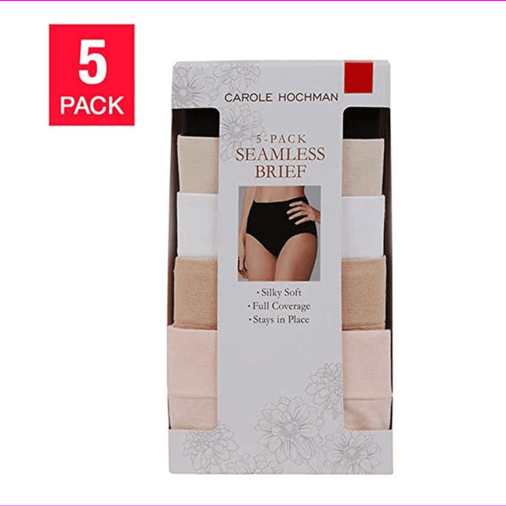 Carole Hochman Ladies' Seamless, Stay in Place Brief, Full Coverage, 5 Pack  : : Fashion