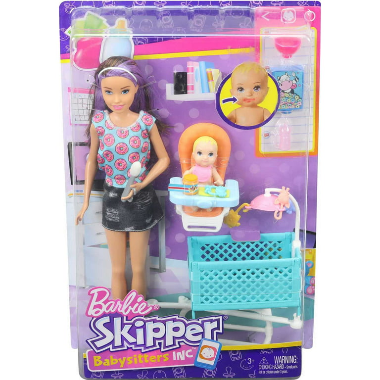 escort waarschijnlijkheid hoofdstad Barbie Doll Skipper High Chair and Crib Playset Babysitters Inc. -  Walmart.com