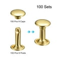 thumbnail image 3 of Unique Bargains 100 Sets Leather Rivets 8mm Double Cap Rivets 12mm Height Metal Studs Rivet, Gold Tone, 3 of 5