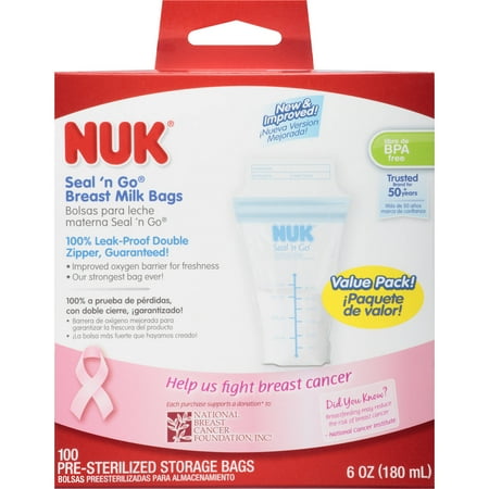 Nuk Seal 'n Go Breast Milk Bags, 6 oz, 100 ct