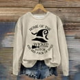 thumbnail image 2 of zaveiop Halloween Graphic Print Brushed Oversized Sweatshirt Crewneck Long Sleeve Shoulder Pullover Hoodie (Beige, XL), 2 of 4