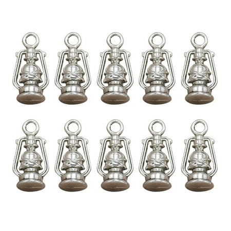 

10PCS Simulation Kerosene Lantern Pendant Vintage Alloy Lantern Charms Pendants DIY Jewelry Making Accessory for Necklace Bracelet (Antique Silver)