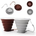 thumbnail image 1 of Faltbare Tasse Silikon, Versenkbare Zusammenklappbare Reisebecher, 270ml Leichtbecher mit Größerem Fassungsvermögen für Camping-Wanderungen Im Freien Ormromra MZQ-0695-1, 1 of 6