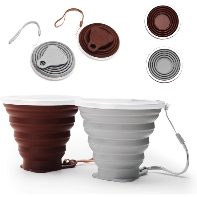 Faltbare Tasse Silikon, Versenkbare Zusammenklappbare Reisebecher, 270ml Leichtbecher mit Größerem Fassungsvermögen für Camping-Wanderungen Im Freien Ormromra MZQ-0695-1