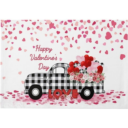 

Shop Clearance! 4PCS Valentine s Placemats Hearts Pattern Design Tablemats for Dinner Table Red Cotton and Linen Washable Buffalo Check Plaid Table Mats