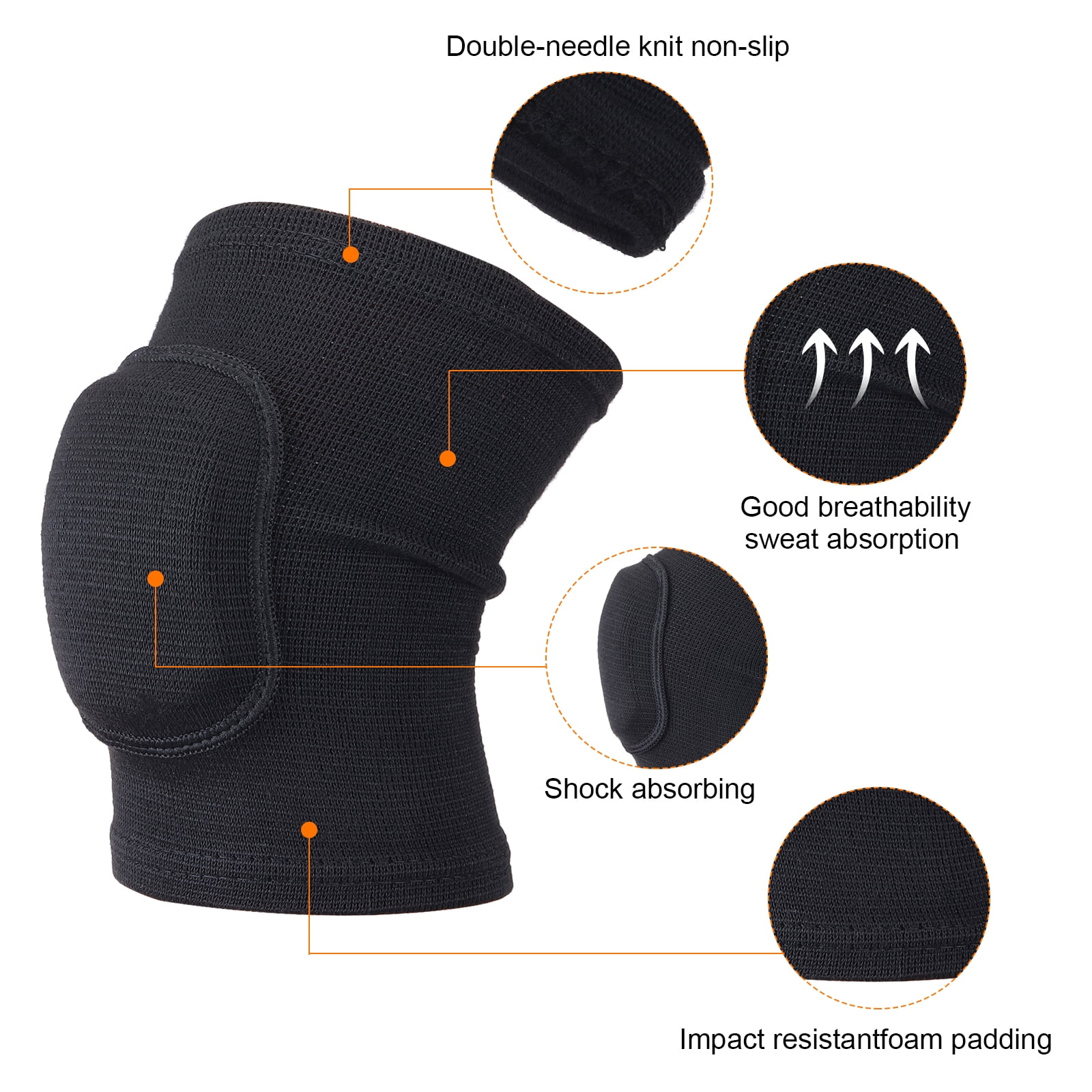 Uxcell S Protective Knee Pads Volleyball Knee Pads Sponge Knee Pads Brace, Black 3 Pairs