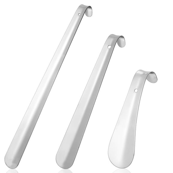 AOWOO 3 Pcs Shoe Horn with Long Handle, 6.3/11.81/16.54 inches Stainless Steel Shoehorn with Hanging Hole and Grip, Shoe Horn for The Elderly, Shoe Horn for Back Pain Seniors Pregnancy