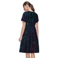 thumbnail image 2 of Bixox Robe d'Été à Manches Courtes pour Femmes Robe Ample Longueur Genou avec Poches-Boho, 2 of 7
