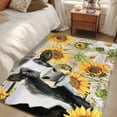 thumbnail image 4 of Yellow Sunflowers Area Rugs 4'x6', Washable Small Throw Rugs for Office Bathroom, Farmhouse Cow Barn Doors Floral Butterfly Indoor Outdoor Rug Non-Slip Low Pile Carpet Runner Reversible Floor Mats, 4 of 8