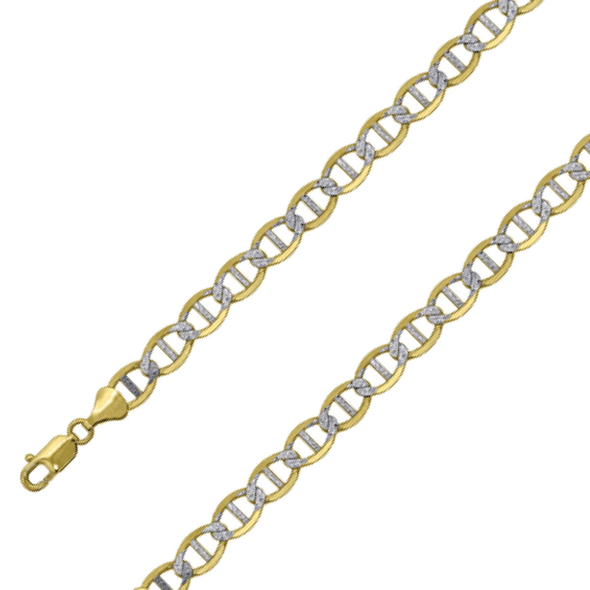 10k Solid Yellow Gold Mariner Pave Chain Necklace 8.9 mm - Size 26