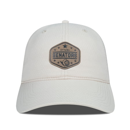Men s Levelwear Cream Ottawa Senators Faux Leather Patch Unstructured Adjustable Hat