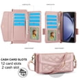 thumbnail image 5 of Crossbody Strap + Wristband Phone Case for Samsung Galaxy Z Fold 6 Wallet Cover with S Pen Holder, PU Leather Flip Card Holder Stand Cell Accessories for Women Girls RFID Blocking - Rosegold, 5 of 8