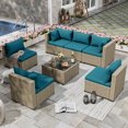 thumbnail image 3 of UDPATIO 7 Pieces Outdoor Patio Furniture Set, Outdoor Wicker Patio Conversation Set with Cushions for Backyard, Porch, Garden(Peacock Blue), 3 of 6