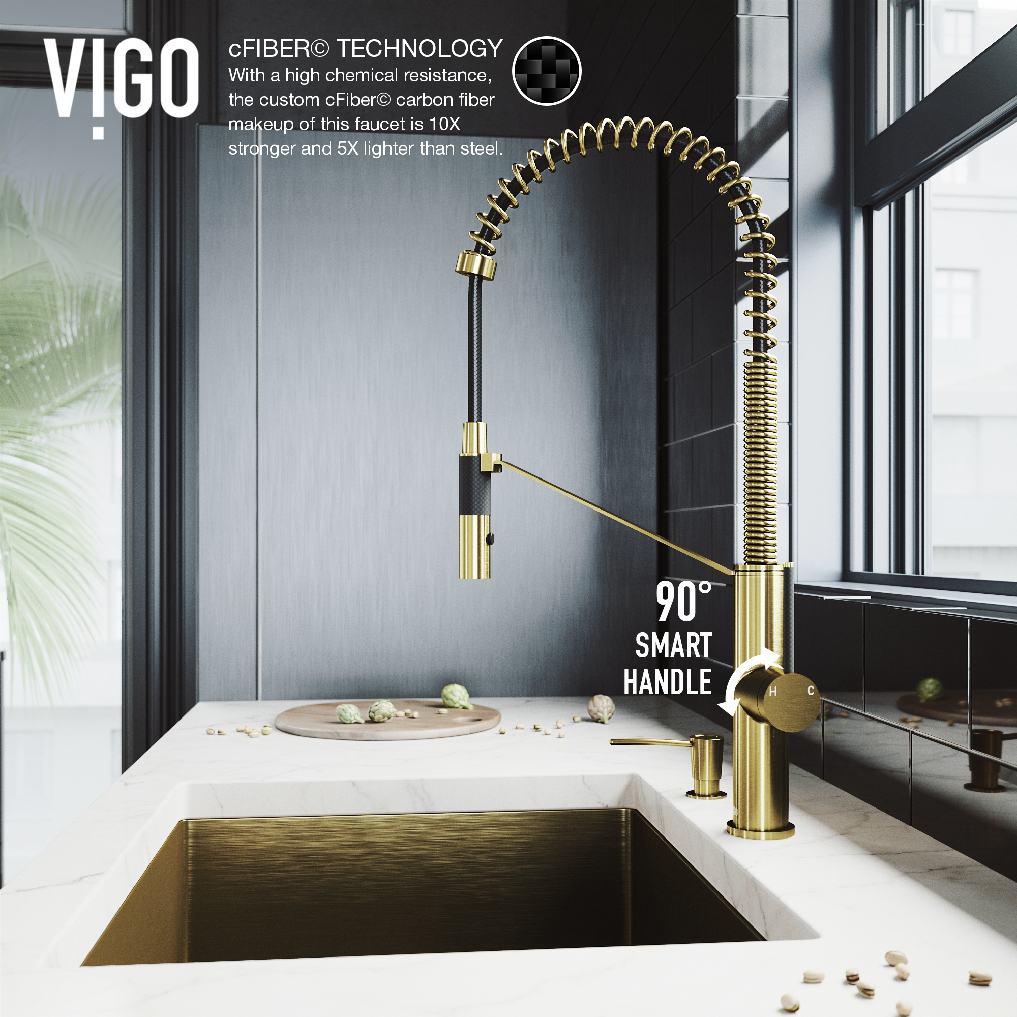 VIGO Livingston Magnetische Küchenarmatur Mit Seifenspender – Mattschwarz, Massives Messing