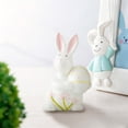 thumbnail image 4 of Easter Bunny Figurine, Resin Wildflower Bunny Decorations for Home Indoor, Spring Rabbit Small Statue Living Room Table Centerpieces Mantel Tiered Tray Shelf Office Desk Top Decor, 4 of 6
