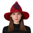 thumbnail image 1 of GPOECD Witch Style Wool Knit Bucket Hat For Halloween Party And Daily Sun Red,One Size, 1 of 8