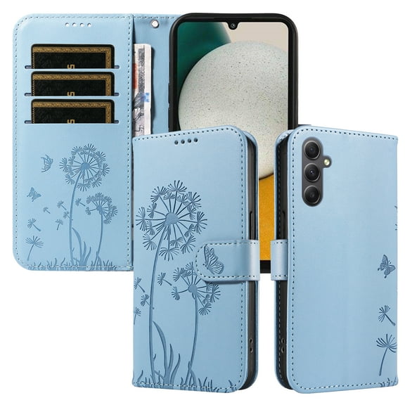 Flip Case for Samsung Galaxy A34 5G, Card Holder and Kickstand, Shockproof and Scratch Resistant, Sky Blue