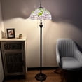 thumbnail image 2 of Tiffany Floor Lamp Purple Stained Glass Green Leaves Metal Base LED Bulbs Included For Living Room Bedroom 16"W*16"D*64"H, 2 of 5