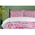 thumbnail image 4 of Ambesonne Pink Duvet Cover Sets, Music Theme Vintage Retro, 2-Queen, Pink, 4 of 7