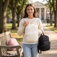 thumbnail image 4 of Quilted Backpack for Girls Boys, Lightweight School Laptop Bag with Water Resistant Nylon, Minimalist Black Daypack for Teens Students Travel Commute, 4 of 5