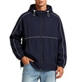 thumbnail image 3 of Men's Sunscreen Jacket Lightweight Breathable Solid Coat Plus Size | Fishing Sun Protection Hoodie Nylon Spandex Quick Dry UPF 50+ Outdoor Hiking Camping Travel | Zenithor,Dark Blue 2XL, 3 of 7