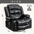 thumbnail image 6 of UHOMEPRO Swivel Rocker Recliner Chair, PU Leather Recliner with Heat and Massage, USB Charge Port, Side Pockets and Cup Holder, 360-degree Rotation, 300lbs, Black, 6 of 9