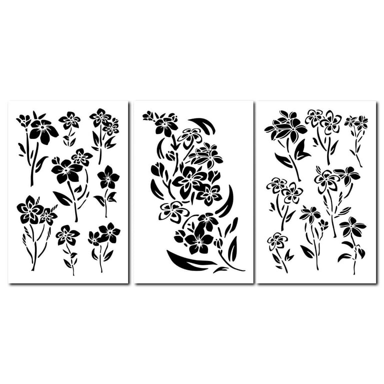 EXCEART 16Pcs Flower Drawing Template DIY Floral Template Bouquet Painting  Stencils Card Making Stencils DIY Reusable Stencils Graffiti Stencil Child