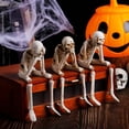thumbnail image 2 of 3 Pack Halloween Statues No-Evil Skeleton Collectible Figurines,Realistic See Speak Hear No Evil Skull Decorations for Gothic Home Decorations, Shelf Mantel Decor,Tabletop Halloween Decor Indoor, 2 of 6