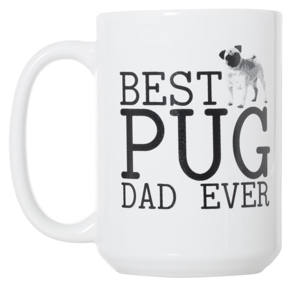 Artisan Owl Best Pug Dad Ever - 15 oz Deluxe Large Double-Sided Mug (Best Pug Dad)