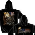 thumbnail image 7 of Firefighter Eagle And Flag Firefighter 8oz 50/50 Black Hooded Sweat Shirt XX-Large, 7 of 7