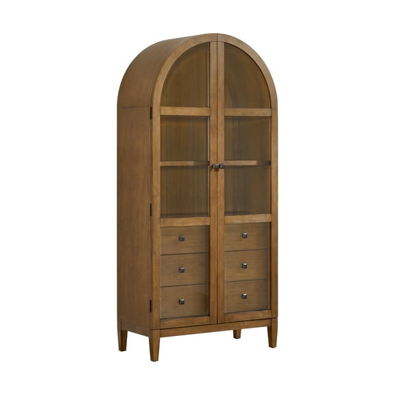 Picket House Furnishings Beth Display Cabinet in Brown Oak