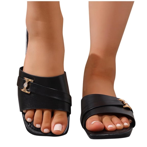 YgkuHd Women's Summer Slippers,Women's Versatile Flat Strappy Soft-Soled Beach Shoes Comfortable Summer Slippers for Summer Season, Daily Wear