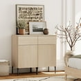thumbnail image 6 of WAMPAT Buffet Sideboard Cabinet with Storage, Modern 2 in1 Buffet Cabinet with Charging Station and 2 Drawers, Adjustable Shelves, Wood Media Console Coffee Bar Table for Kitchen, Living Room，Beige, 6 of 13
