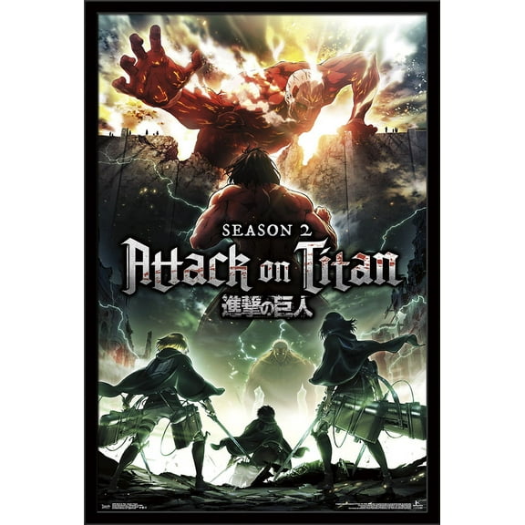 Attack on Titan - Season 2 Teaser One Sheet Wall Poster, 22.375" x 34", Framed